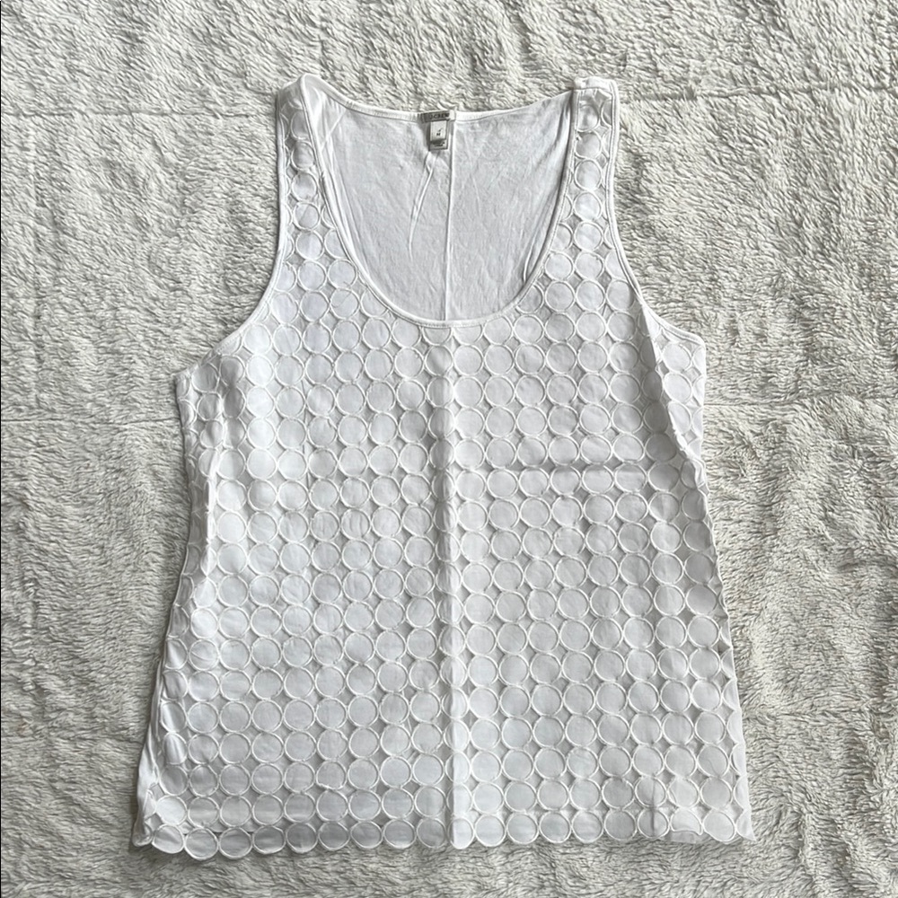 J. Crew Circle Scallop White Tank